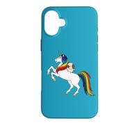 Carcasa para iPhone 16 Plus Funny Kawaii Womens Girls Unicorn Rainbow Happy Pug Lover