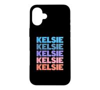 Carcasa para iPhone 16 Plus Funny Modern Repeated Text Design First Name Kelsie