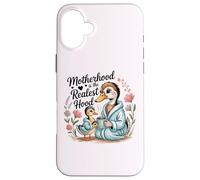 Carcasa para iPhone 16 Plus Funny Motherhood Is The Realest Hood Día de la Madre Goose Mom