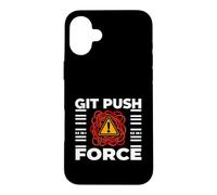 Carcasa para iPhone 16 Plus Funny Programmer Coding Git Push Force Warning
