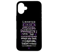 Carcasa para iPhone 16 Plus Funny Saying - I Wanted To Go Jogging But Proverbs 28:1