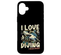 Carcasa para iPhone 16 Plus Funny Shark I Love Buceo Snorkel Snorkeler Buceo Buceador