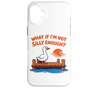 Carcasa para iPhone 16 Plus Funny Silly Goose Dock Meme ¿Qué Pasa si no Soy lo Suficientemente Tonto