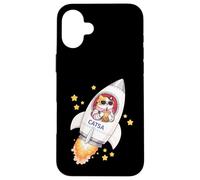 Carcasa para iPhone 16 Plus Funny Space Cat Astronauta Bebiendo Boba Bubble Milk Tea Niños