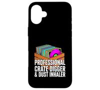 Carcasa para iPhone 16 Plus Funny Vinyl Record Collector Crate Digger Dust Inhaler