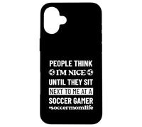 Carcasa para iPhone 16 Plus Fútbol Mamá Vida Gracioso Snarky Humor Sarcasmo