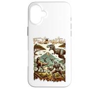 Carcasa para iPhone 16 Plus Futuristic Dinosaur Battle Sci Fi Action Art Warrior