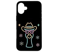 Carcasa para iPhone 16 Plus Gafas de Sol Cowboy Giraffe Face Winter Western Graphic Rosa