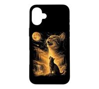 Carcasa para iPhone 16 Plus Gato Aullando A La Luna Naturaleza Animal Gráfico Amante