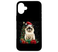 Carcasa para iPhone 16 Plus Gato con Gorro de Navidad- Gato Ragdoll