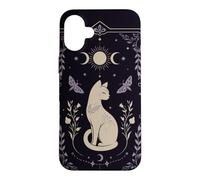Carcasa para iPhone 16 Plus Gato místico Celestial Luna Polilla Botánica Arte Oculto
