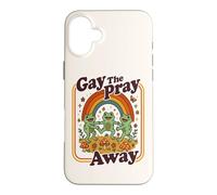 Carcasa para iPhone 16 Plus Gay The Pray Away | Lindo Divertido Queer Frogs Rainbow Retro