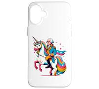 Carcasa para iPhone 16 Plus George Washington Riding A Unicorn Rainbow Colorido Gráfico
