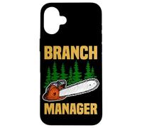 Carcasa para iPhone 16 Plus Gerente de sucursal Forestal leñador Motosierra Cortar Madera