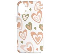 Carcasa para iPhone 16 Plus Girly Coquette Cute Pink Heart Sage Green Hearts Valentines