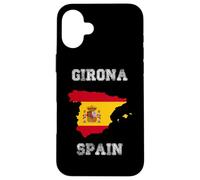 Carcasa para iPhone 16 Plus Girona España Vintage España Bandera Mapa Diseño