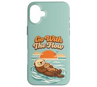 Carcasa para iPhone 16 Plus Go with The Flow Sea Otter Retro Animal