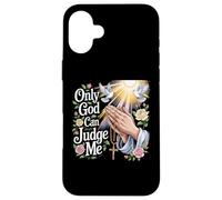 Carcasa para iPhone 16 Plus God Can Judge Me Oración Manos Chicano Tatuaje Palomas
