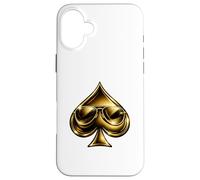 Carcasa para iPhone 16 Plus Golden Spade Sunglasses Poker Casino Lucky Symbol