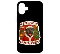 Carcasa para iPhone 16 Plus Gorro de Navidad con Texto en inglés I Believe In Santa Paws Cane Corso Dog Mom Dad