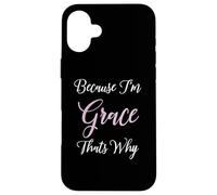 Carcasa para iPhone 16 Plus Grace Name Personalizado Mujer Lindo Rosa Negro Hermana Niña