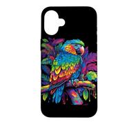 Carcasa para iPhone 16 Plus Gráfico de aerógrafo Retro Colorido Loro pájaro Tropical