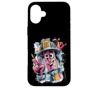 Carcasa para iPhone 16 Plus Gráfico de Personajes de Seguridad para extintor de Incendios Graffiti Pop