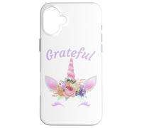 Carcasa para iPhone 16 Plus Grateful: Unicornio Elegante Agradecido para Mujeres y niños