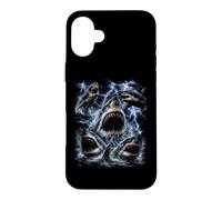 Carcasa para iPhone 16 Plus Great White Shark Storm Funny Ocean Animal Marine Graphic