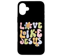 Carcasa para iPhone 16 Plus Groovy Love Like Jesus Religious God Christian Graphic