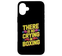 Carcasa para iPhone 16 Plus Guantes de Boxeo Divertidos Retro con Texto en inglés «There Is No Crying In Boxing»
