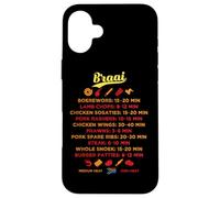 Carcasa para iPhone 16 Plus Guía sudafricana Braai BBQ Grilling Times Boerewors Steak