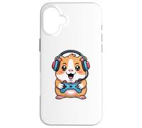 Carcasa para iPhone 16 Plus Guinea Pig Playing Video Game Rodents Gamers