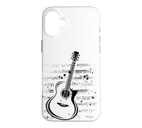 Carcasa para iPhone 16 Plus Guitarra acústica Splash Notas Musicales Música