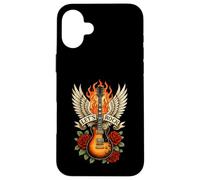 Carcasa para iPhone 16 Plus Guitarra Let's Rock Wings, diseño de Guitarra Vintage, Banda de Rock