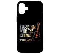 Carcasa para iPhone 16 Plus Guitarrista Música Cristiana Guitarrista Verso de la Biblia