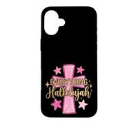 Carcasa para iPhone 16 Plus Hallelujah Christian Girls Pink Cross Preppy Doodles Stars