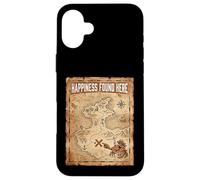 Carcasa para iPhone 16 Plus Happiness Found Here Vintage Pirate Map Crab