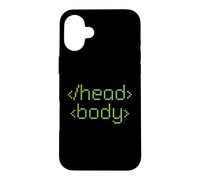 Carcasa para iPhone 16 Plus Head Body Codificador de código HTML Programador Web Broma