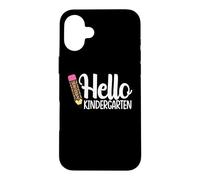 Carcasa para iPhone 16 Plus Hello Kindergarten Teacher Leopard Pencil Regreso a la Escuela