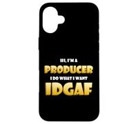 Carcasa para iPhone 16 Plus Hi I'm a Producer Idgaf Funny Song Music or Movie Producing