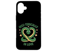 Carcasa para iPhone 16 Plus Hiss-terically In Love Cute Snake Heart Juego de Palabras Amante de Reptiles