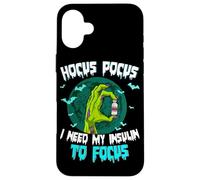 Carcasa para iPhone 16 Plus Hocus Pocus Necesito mi insulina para concentrarme
