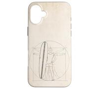 Carcasa para iPhone 16 Plus Hombre de Vitruvio Chica Surfera con Mini-Malibú
