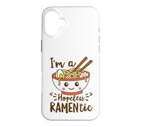 Carcasa para iPhone 16 Plus Hopeless Ramentic Lindo Kawaii Ramen Fideos Pun Texto Blanco