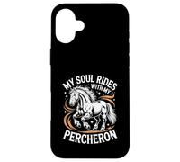 Carcasa para iPhone 16 Plus Horse Percheron Mi Alma Monta con mi Percheron