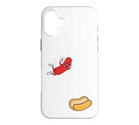 Carcasa para iPhone 16 Plus Hot Dog Saltando En Bun Retro Summer BBQ Grill 4 de Julio