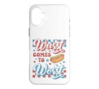Carcasa para iPhone 16 Plus Hotdog Wurst llega a lo Peor Divertido Perrito Caliente del 4 de Julio