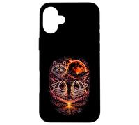 Carcasa para iPhone 16 Plus Howling Raccoon 3, Luna roja, Eclipse, Cielo Nocturno, Vintage