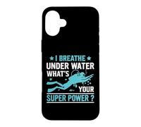 Carcasa para iPhone 16 Plus I Breathe Under Water Funny Scuba Dive Diver Diving
